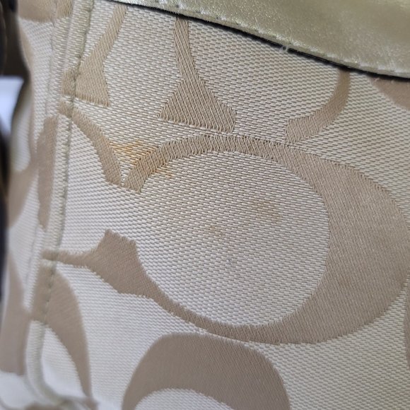 COACH Zoe Cream Gold Signature Print Canvas Leather Shoulder Bag - Picture 11 of 11